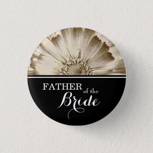 Father of The Bride Wedding Gold Daisy Pinback Button