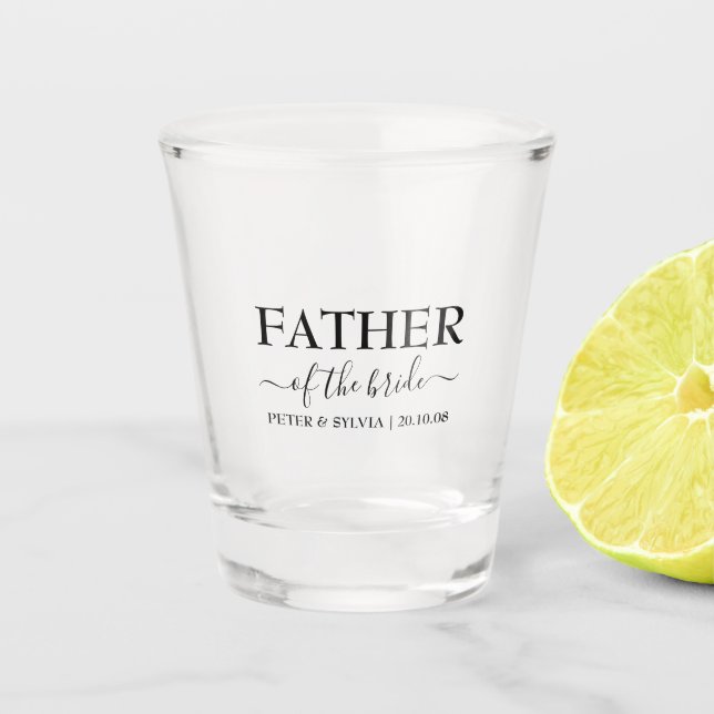 Father Of The Bride Wedding Party Custom Shot Glass (Front)