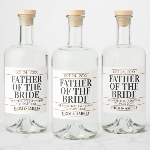 Father Of The Bride Wedding Thank You To Parents Liquor Bottle Label