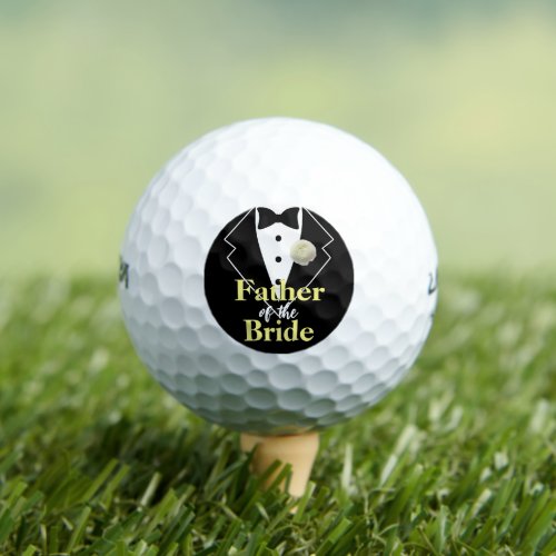 Father of the Bride Wedding Tuxedo Customizable Golf Balls