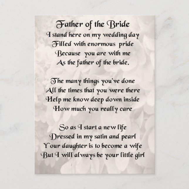 Father of the Bride - White Postcard (Front)