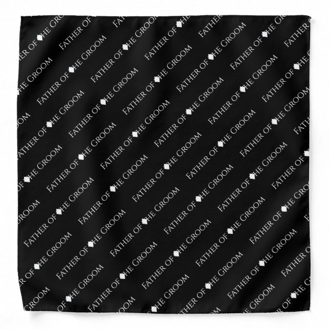 Father of the Groom Black Repeating Text Wedding Bandana (Front)