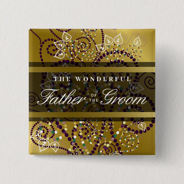 FATHER OF THE GROOM Boho Spirals Wedding Button (Front)