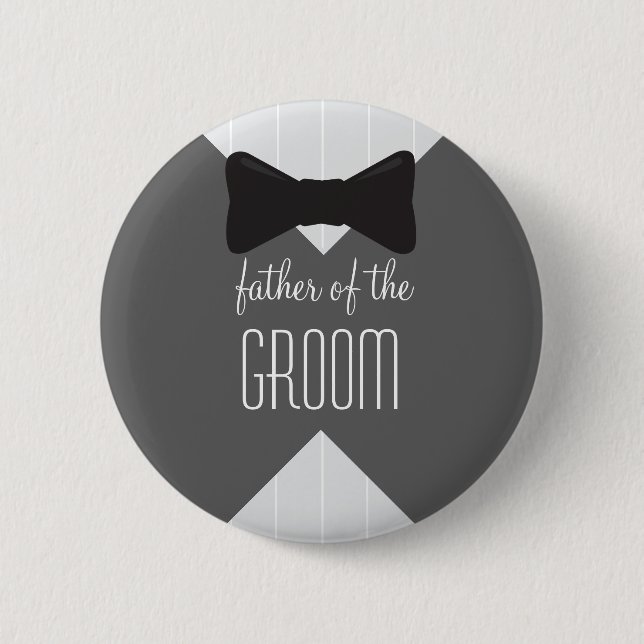 Father of the Groom Bowtie & Stripes Pinback Button (Front)