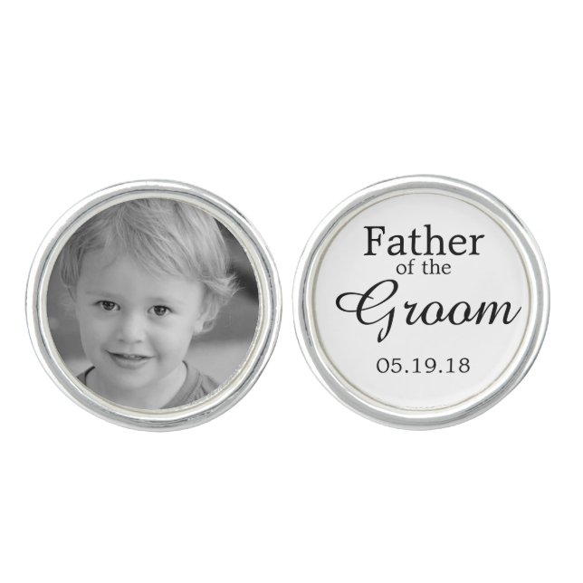 Father of the Groom Custom Photo Cufflink (Front)