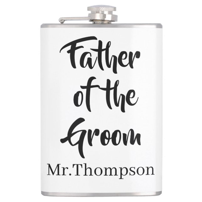 Father of the Groom Custom Wedding Parent Gift Flask (Front)