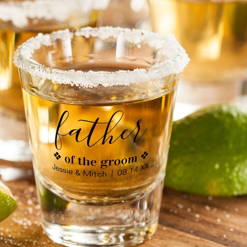 Father of the Groom Editable  Wedding Keepsake Shot Glass