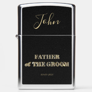 Father of The Groom Elegant Black Gold Typography Zippo Lighter