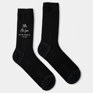 Father Of The Groom Elegant Script Wedding Black Socks