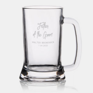Father Of The Groom Elegant Script Wedding Custom Stein