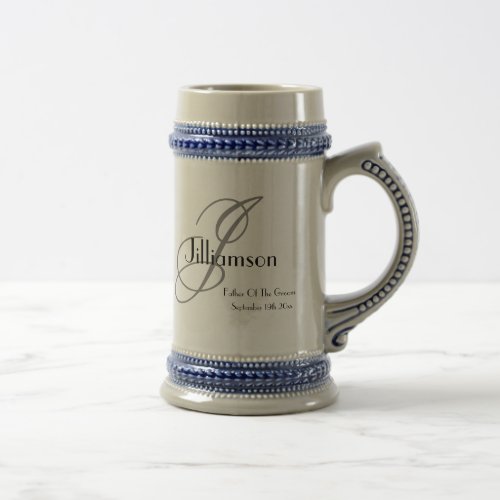 Father Of The Groom Gift Chic Monogram Rustic Cool Beer Stein