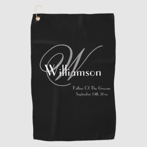 Father Of The Groom Gift Classic Monogram Modern  Golf Towel