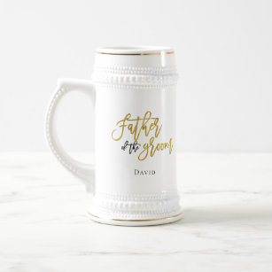 Father of The Groom Gift/Name/Gold & Black Beer Stein