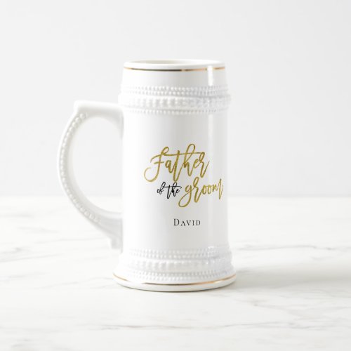 Father of The Groom GiftNameGold  Black Beer Stein