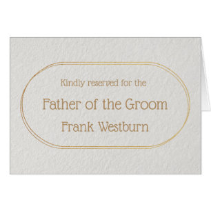 Father of the Groom Gold and White Place Name Card