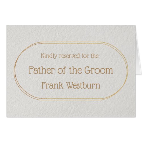 Father of the Groom Gold and White Place Name Card