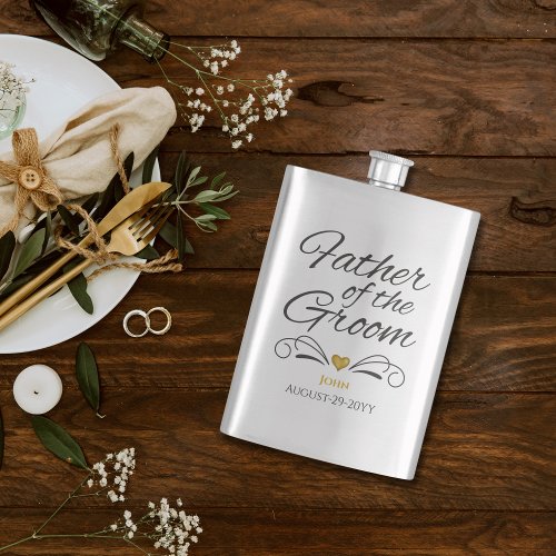 Father of the Groom _ Heart of Gold Personalized Flask