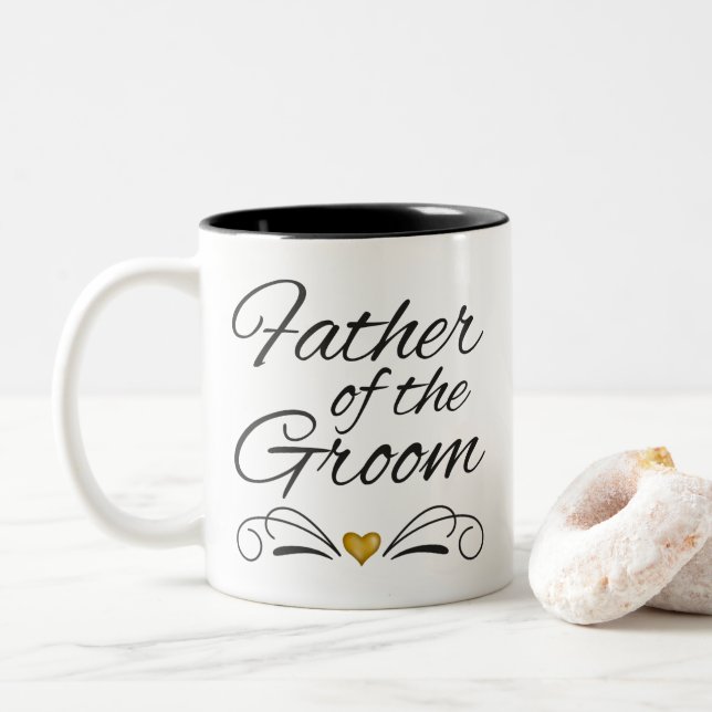 Father Of The Groom - Heart Of Gold Two-Tone Coffee Mug (With Donut)