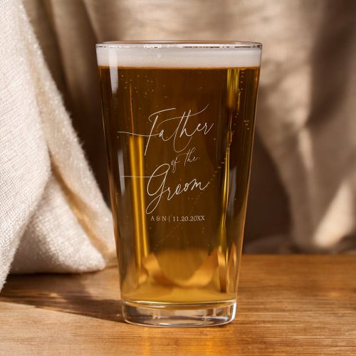 Father of the Groom Luxury Script Wedding Pint Glass