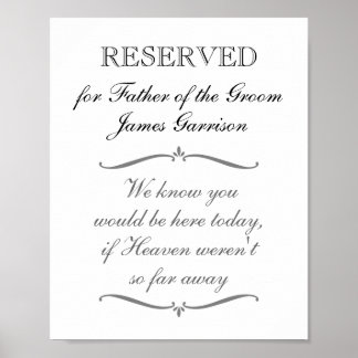 Father of the Groom Memorial Reserved Wedding Sign