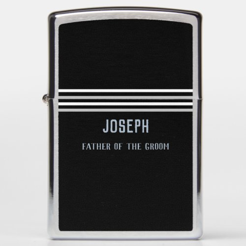 Father of the Groom Minimalist White Black Suite Zippo Lighter