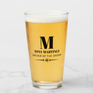 Father of the Groom Monogram Wedding Beer Glass