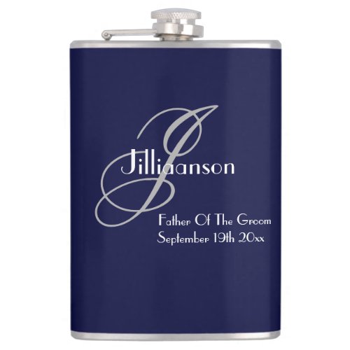Father Of The Groom Monogram Wedding Gift Cool  Flask