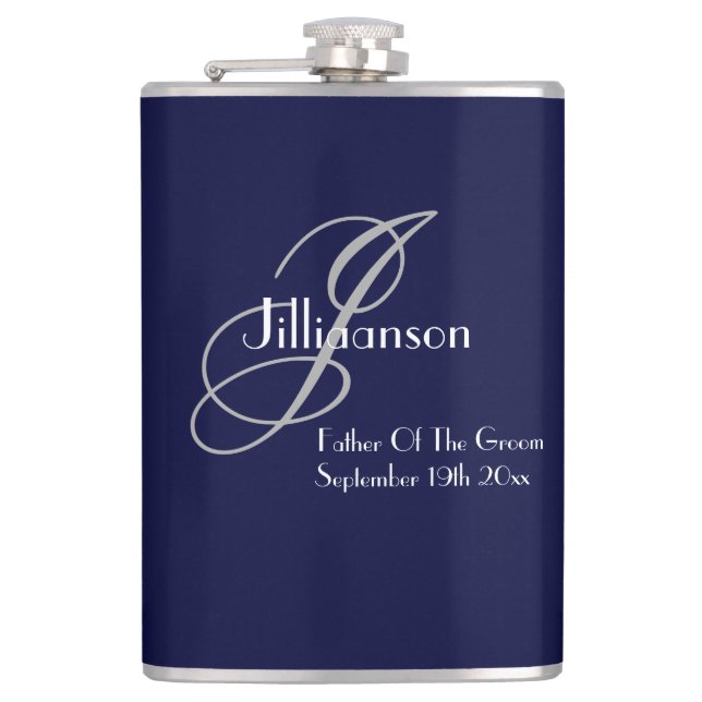 Father Of The Groom Monogram Wedding Gift Cool  Flask (Front)
