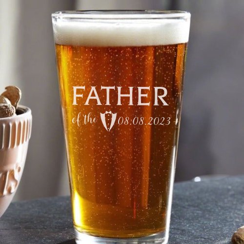 Father of the groom personalized beer pint  glass