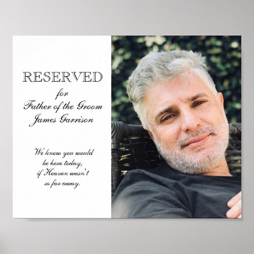 Father of the Groom Photo Memorial Seat Wedding Poster