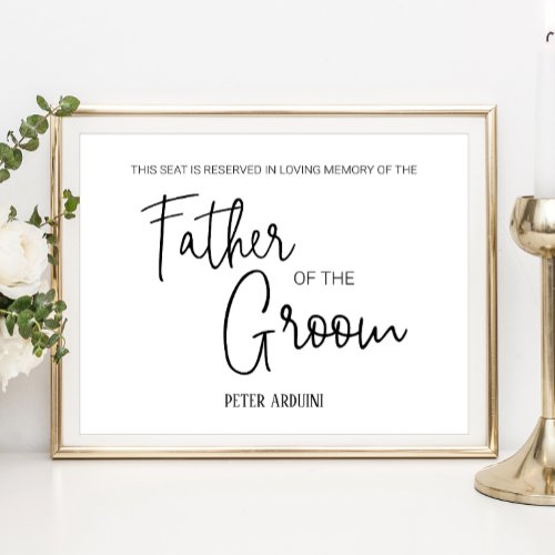 Father of the Groom Reserved Seat Memorial Wedding Poster