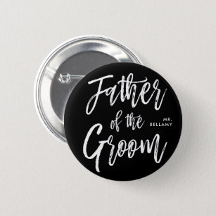 Father of the Groom   Script Style Black Wedding Button