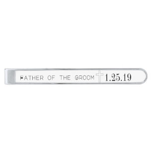 Father of the Groom Silver Finish Tie Bar