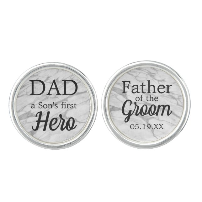 Father of the Groom Son's First Hero Cufflink (Front)