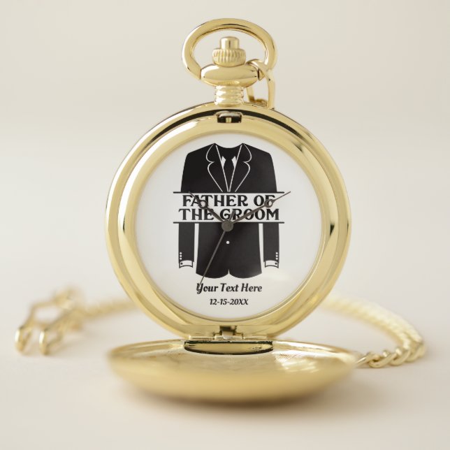 Father Of The Groom Tuxedo Wedding Party Pocket Watch (Inside)