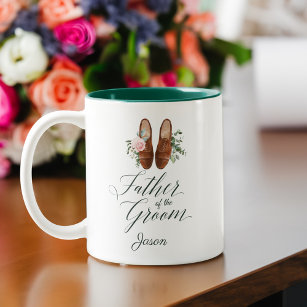 Father of the Groom Watercolor Floral Formal Shoes Two-Tone Coffee Mug