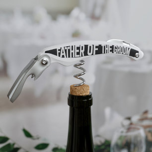 Father of The Groom Wedding Favor Black and White Waiter's Corkscrew
