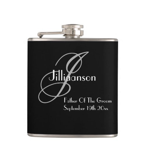 Father Of The Groom Wedding Gift Chic Monogram Flask