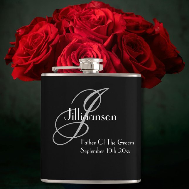Father Of The Groom Wedding Gift Chic Monogram Flask (Father Of The Groom Wedding Gift Chic Monogram Flask.)