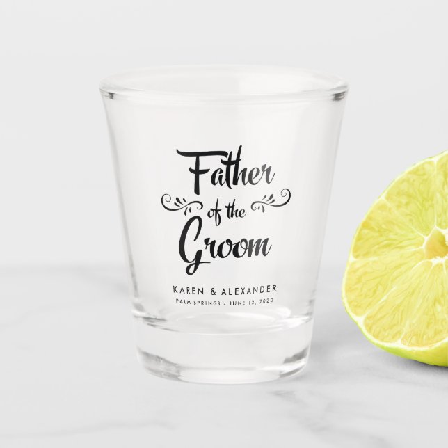 Father of the Groom Wedding Shot Glass (Front)