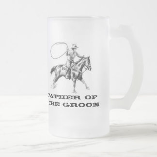 Father of The Groom western Frosted Glass Beer Mug
