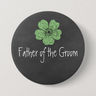 Father of the Groom Wild Green Roses Chalkboard Button