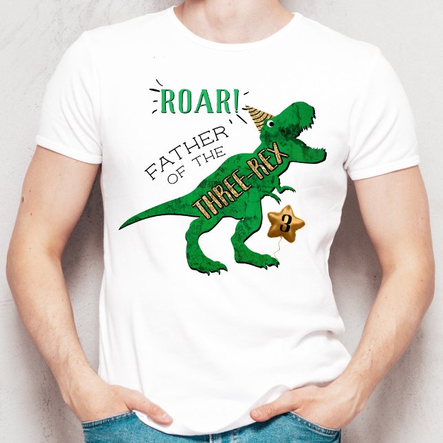 Father Of The Three-Rex Dinosaur 3rd Birthday T-Shirt (Creator Uploaded)