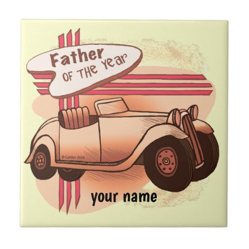 Father Of The Year custom name Ceramic Tile