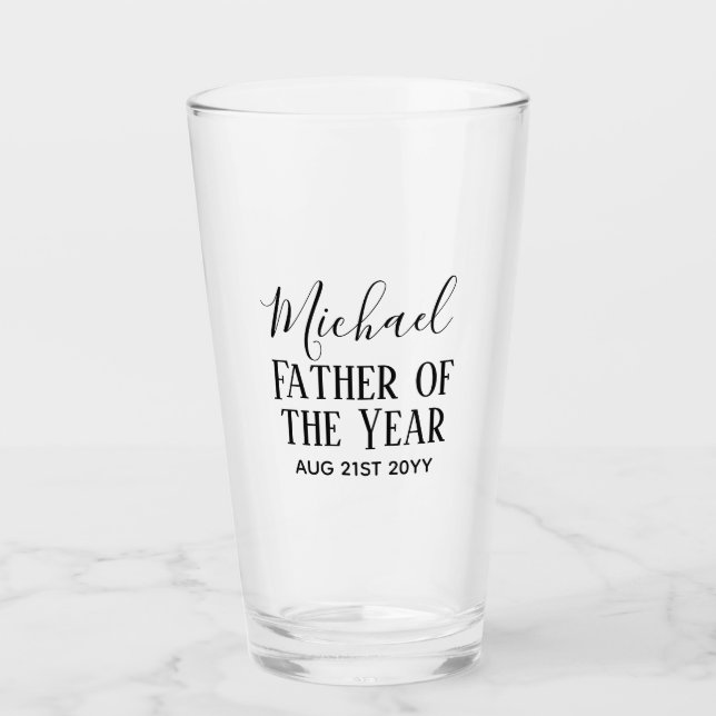 Father of the YEAR DAD Husband Man CUSTOPM TEXT Glass (Front)