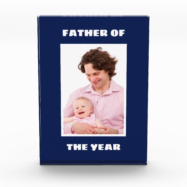 Father Of The Year Personalized Custom Photo Daddy Acrylic Award (Front)