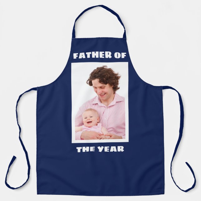Father Of The Year Personalized Custom Photo Daddy Apron (Front)