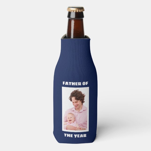 Father Of The Year Personalized Custom Photo Daddy Bottle Cooler (Bottle Front)