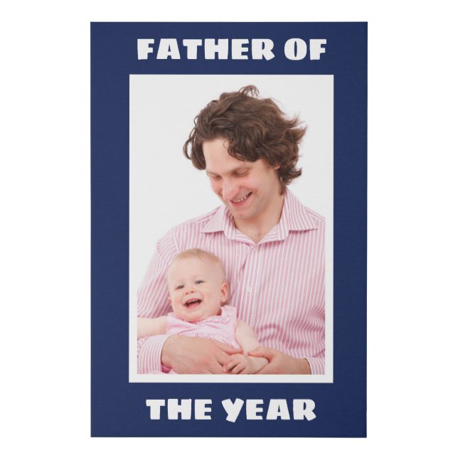 Father Of The Year Personalized Custom Photo Daddy Faux Canvas Print (Front)
