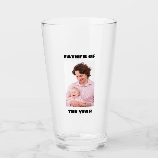 Father Of The Year Personalized Custom Photo Daddy Glass (Front)
